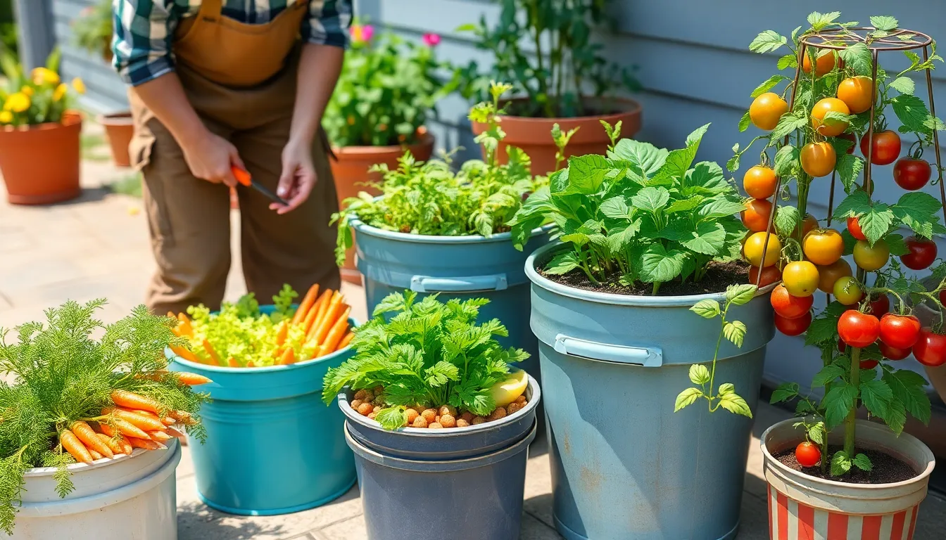15 Creative Bucket Garden Ideas to Transform Your Small Space into a Thriving Garden 6 15 Creative Bucket Garden Ideas to Transform Your Small Space into a Thriving Garden 5