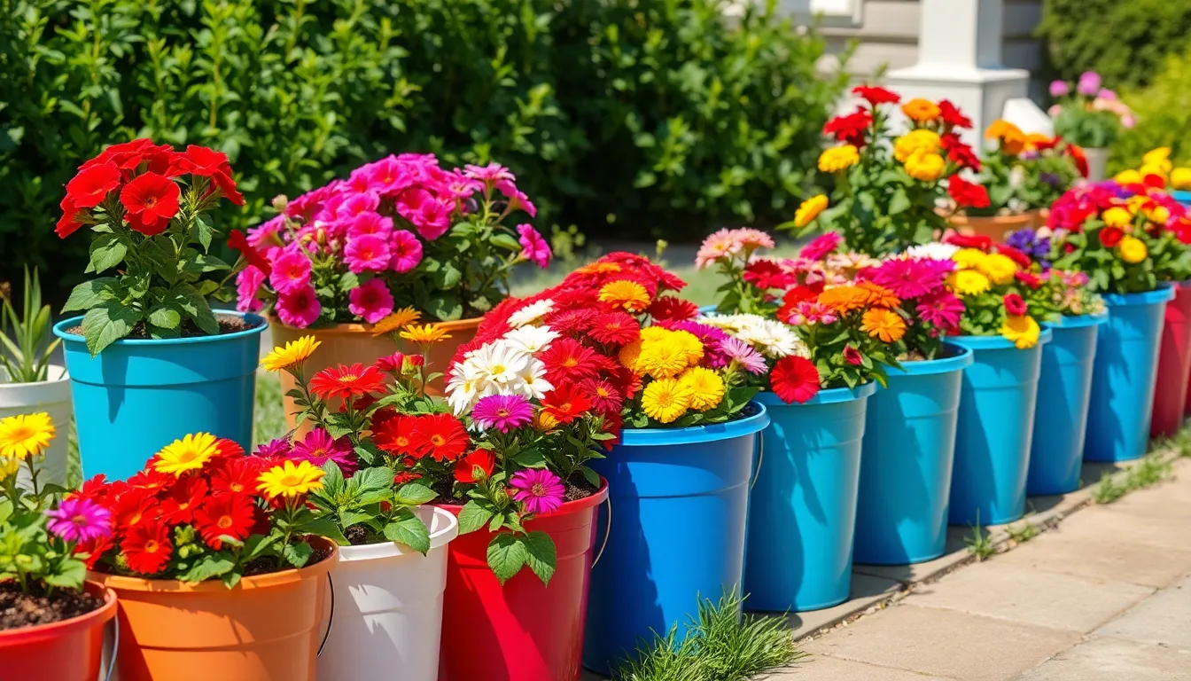 15 Creative Bucket Garden Ideas to Transform Your Small Space into a Thriving Garden 8 15 Creative Bucket Garden Ideas to Transform Your Small Space into a Thriving Garden 7