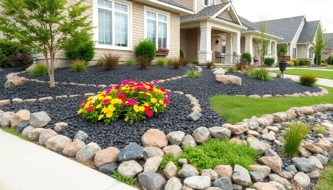 25 Stunning Front Yard Landscaping Ideas with Rocks That Boost Curb Appeal 2 25 Stunning Front Yard Landscaping Ideas with Rocks That Boost Curb Appeal 1