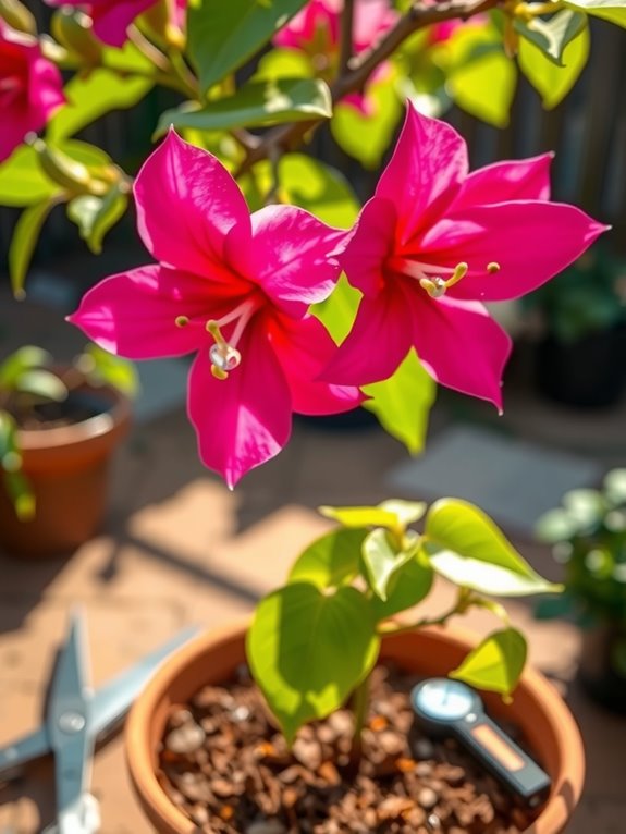 bougainvillea bloom light fertilizer watering pruning