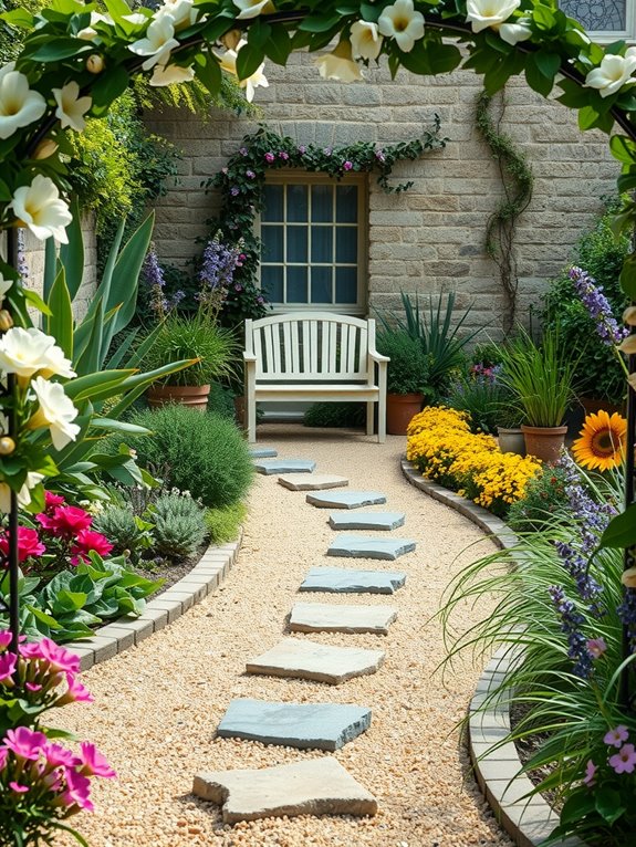 curvy pathways shape planting layers