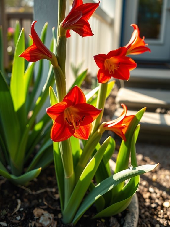 move amaryllis outdoors gradually after frost free nights