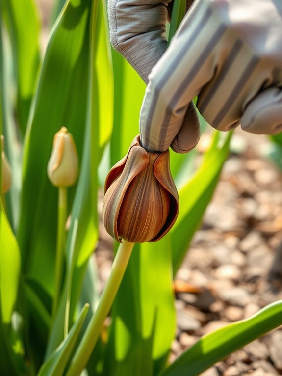 remove seed pods after tulips bloom