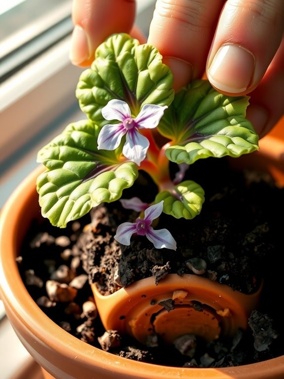 repot african violet correctly now