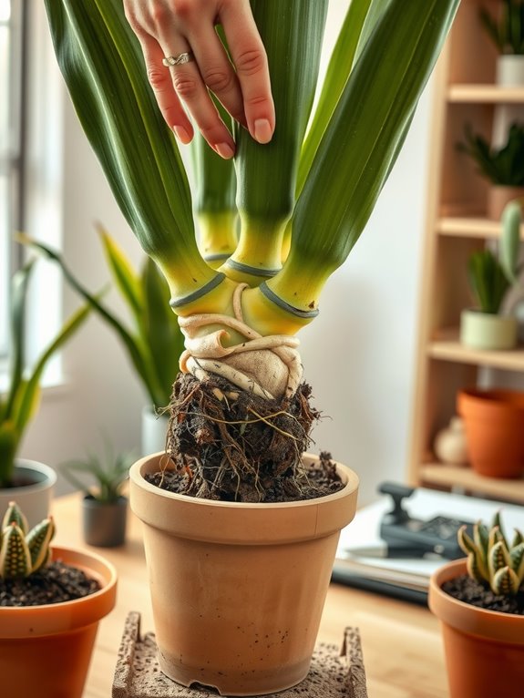 repot only when crowded roots