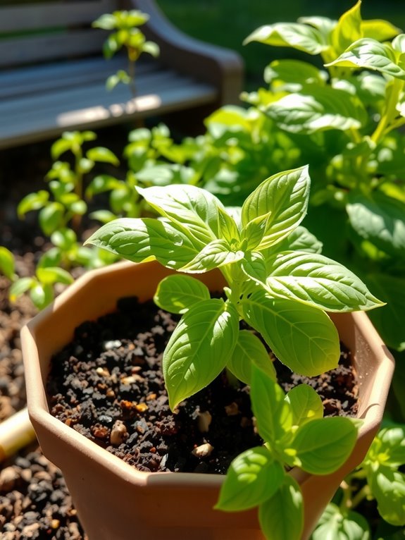 sunny well drained basil setup