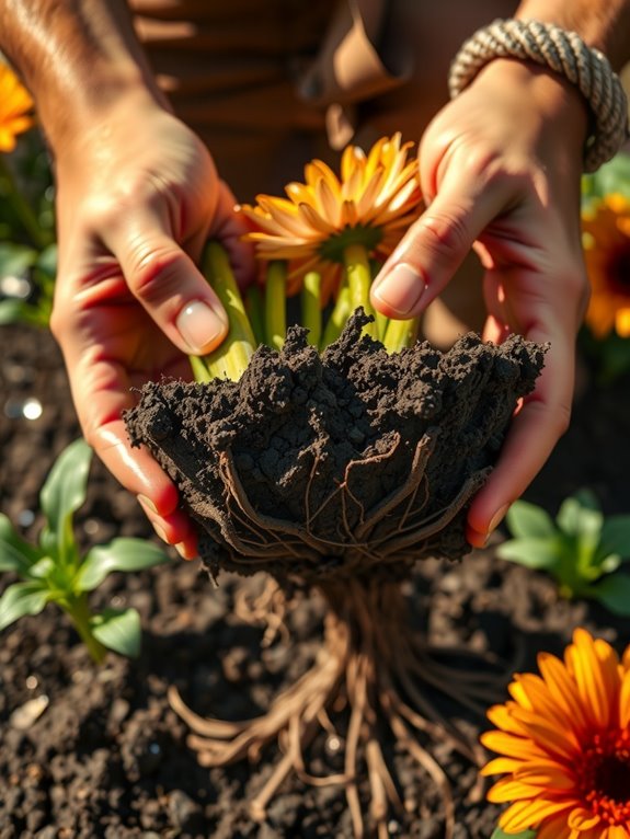 waterful gerbera root divisions